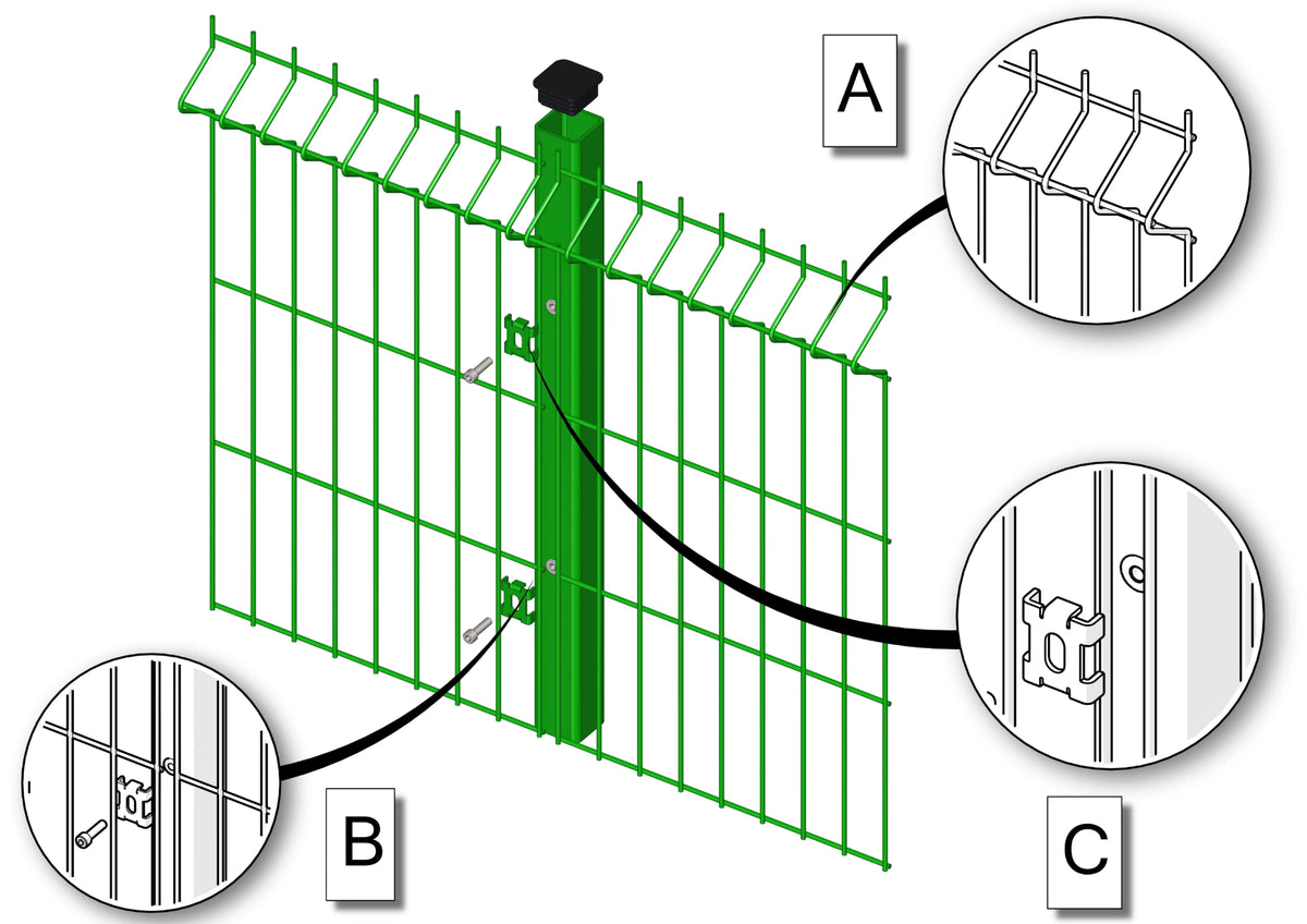 V-mesh fence brackets and fixings