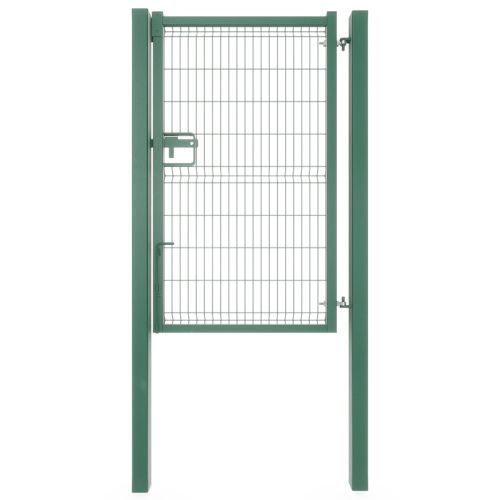 Green V-mesh pedestrian gate with frame and lock